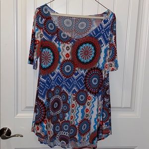 Slinky floral mandala short dress or top!  Med